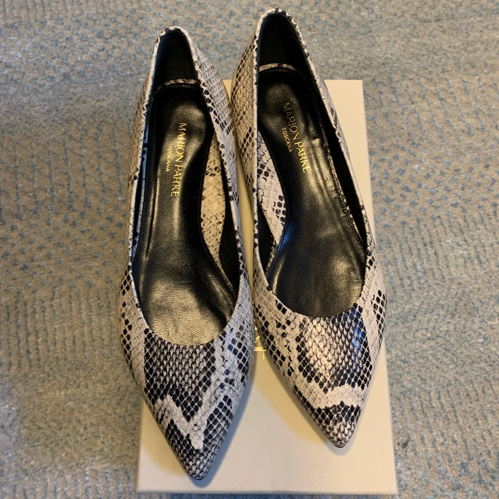 Marion Parke Python Flat Pointed Toe Ballet Flats